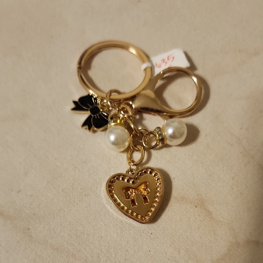 Gold Heart Charm Keychain